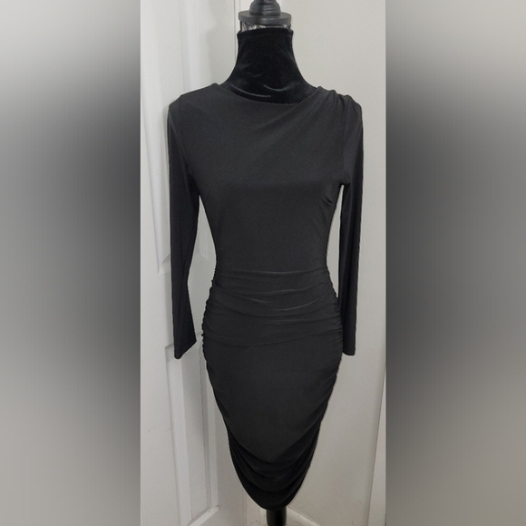 Lulus Black Ruched Dress - Picture 1 of 12